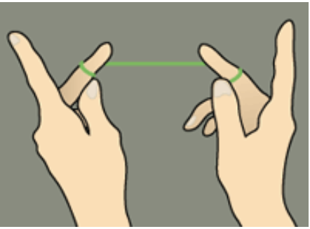Winding floss around the middle fingers of both hands
